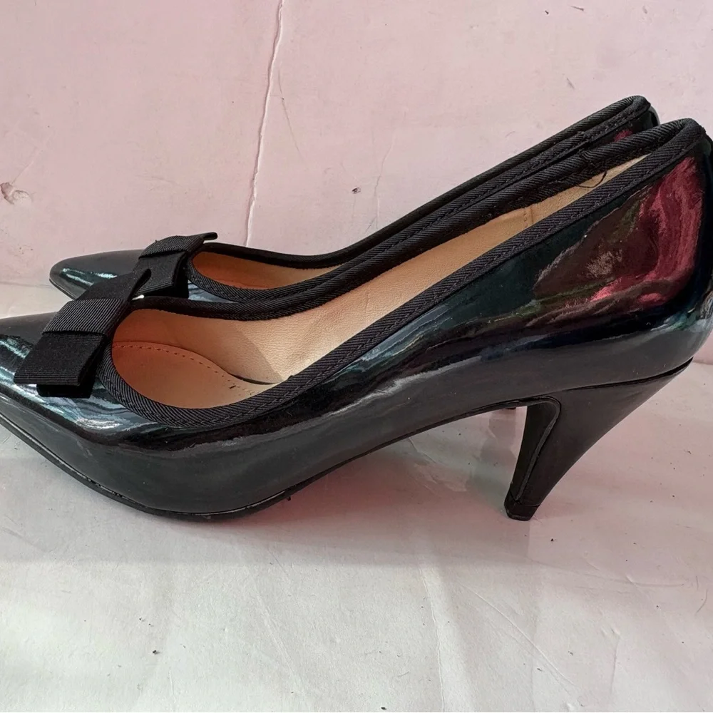 Zara patent black Women's Shoes with Bow Accent size 37 - Picture 5 of 13